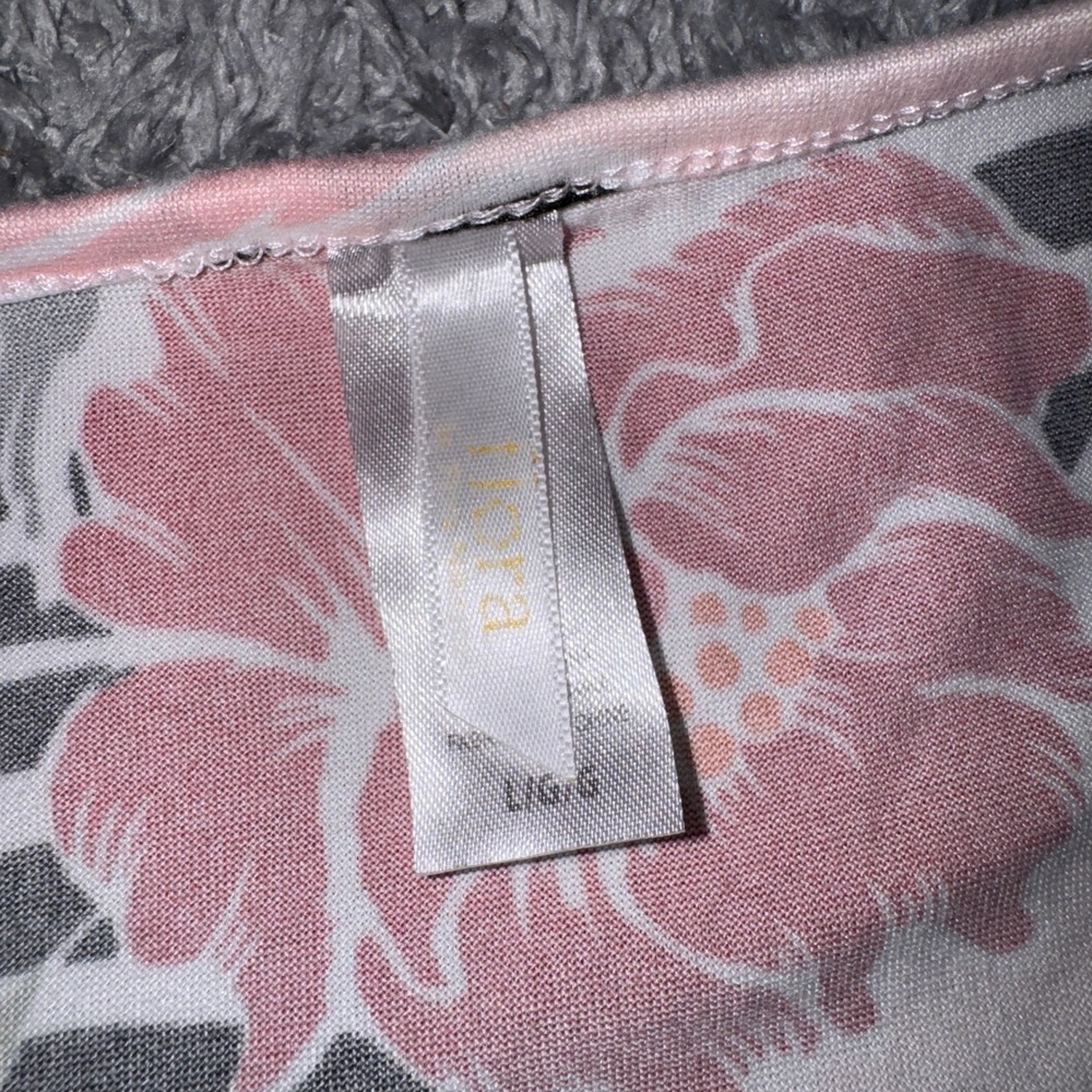 Flora by Flora Nikrooz Pajama Set Large Pink Tropical Floral 3 Piece Tank Shorts - Picture 3 of 10